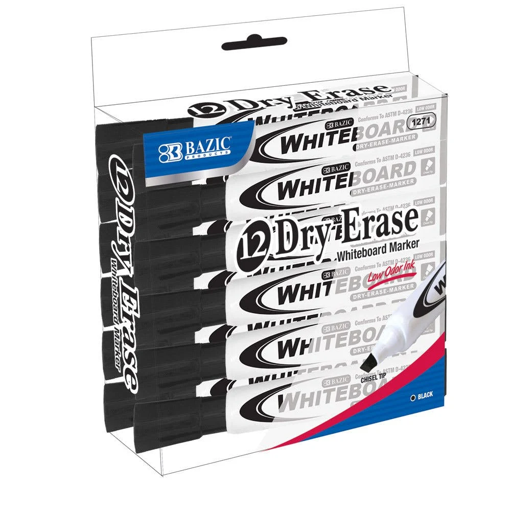 Dry-Erase Markers - 12 Pack Black Chisel Tip 1