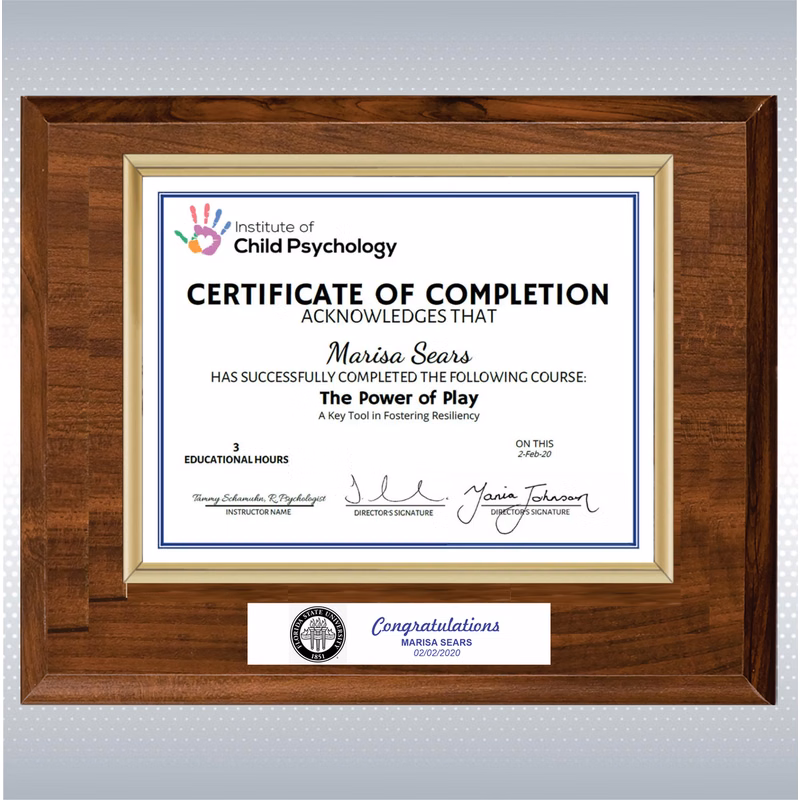 Cherry Finish Certificate Plaque