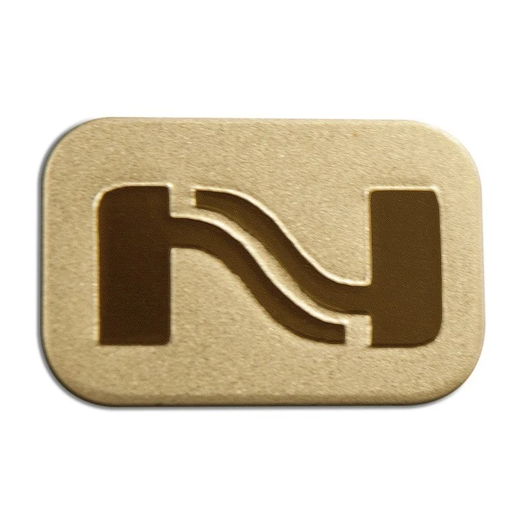 Rectangle 0.75" Polished Nickel Etched Lapel Pin with Gold Color Fill - USA Made 1
