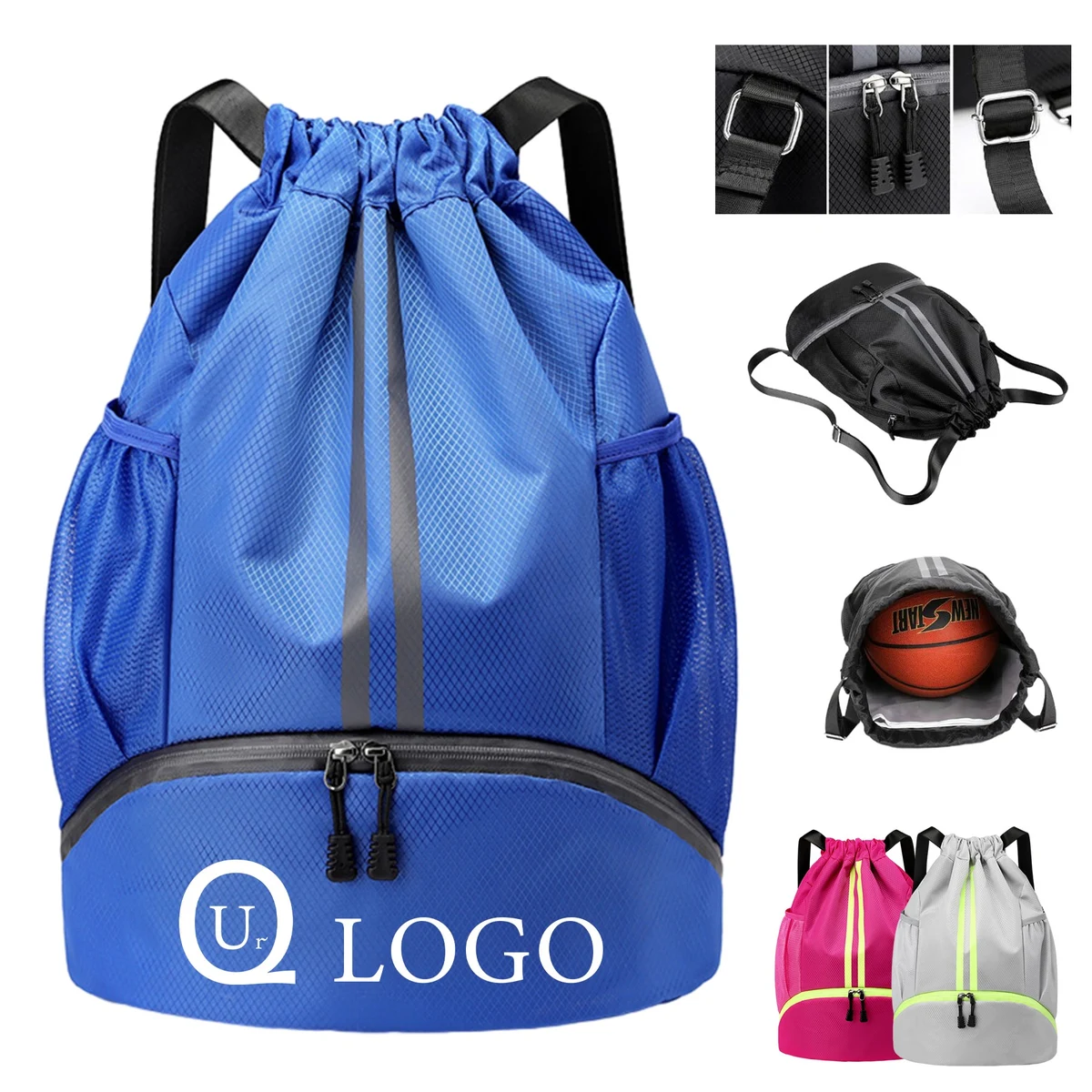 Drawstring Sports Backpack With Shoe Compartment 1