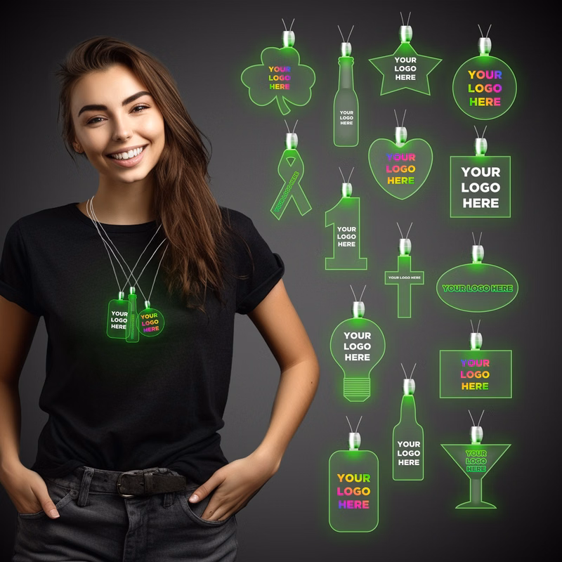 Green Light-Up LED Acrylic Pendant Necklace
