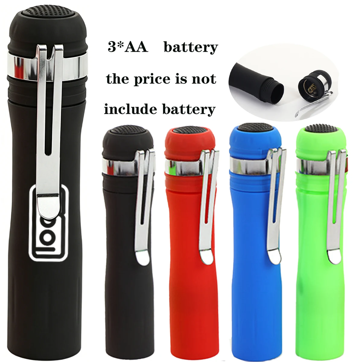 ABS Emergency LED Flashlight w/ Clip 1