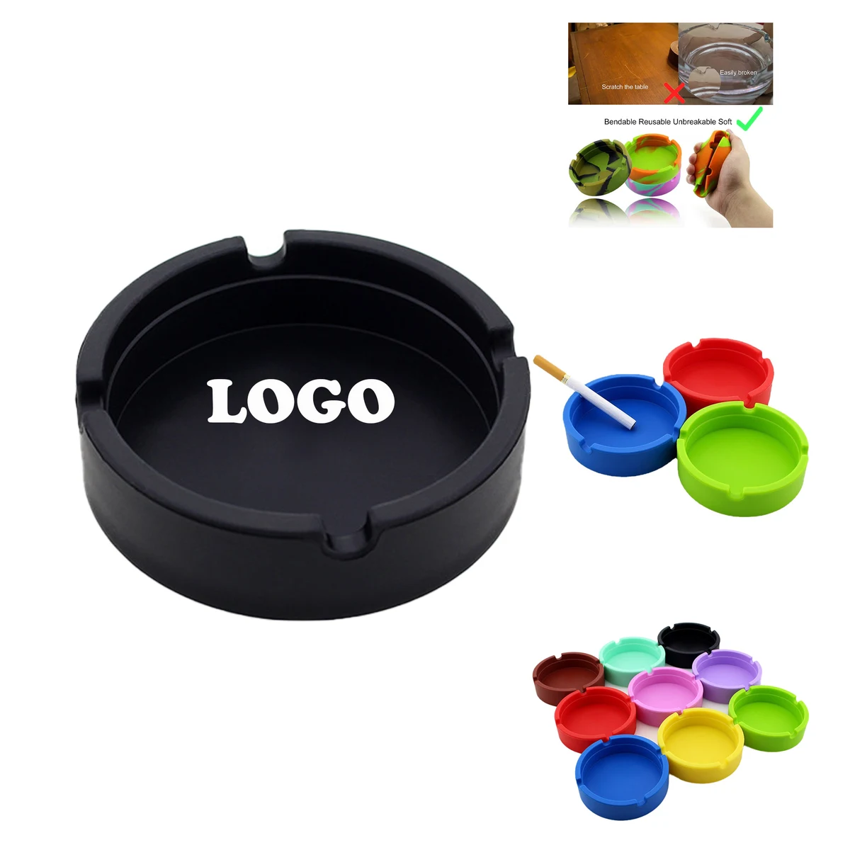 MOQ 50 pcs Custom Silicone Ashtray 1