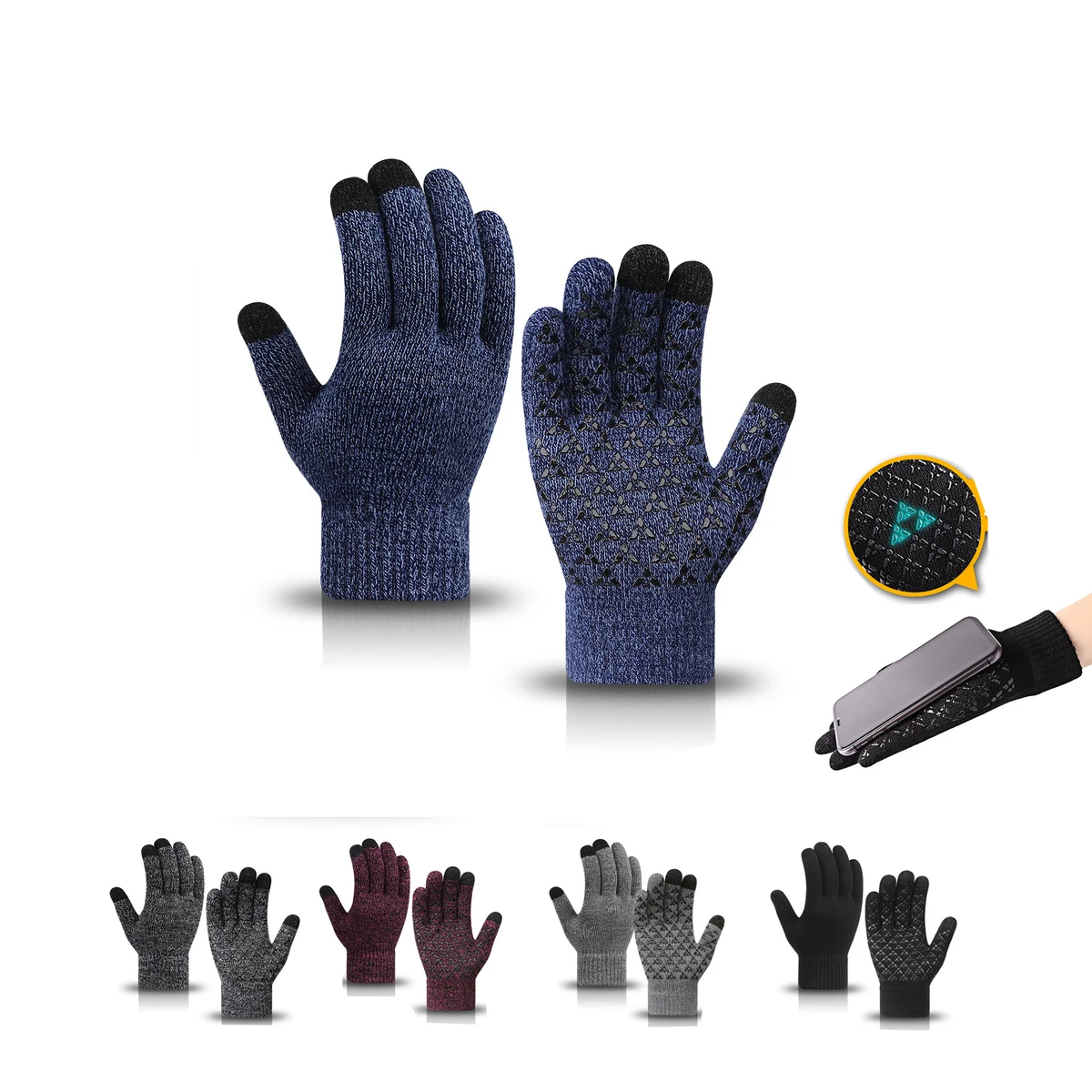 Knitted Touch Screen Coldproof Thickened Winter Mittens 1