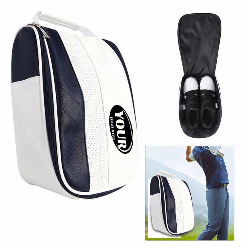 PU Leather Golf Shoe Storage Bag with Zipper