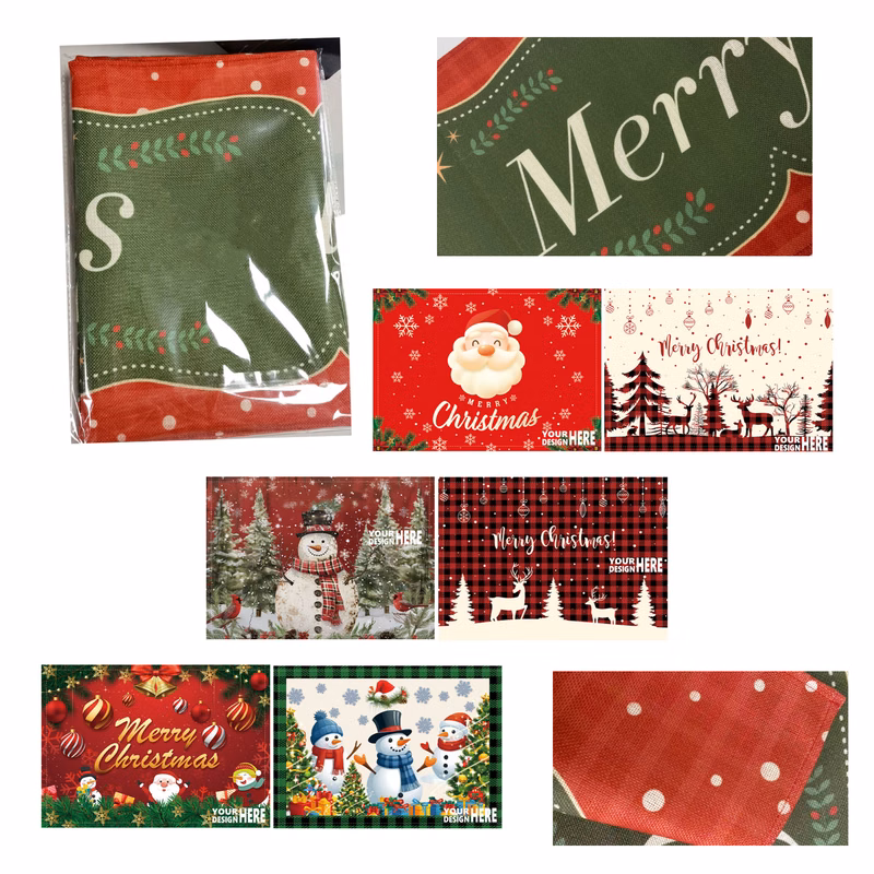 MOQ100 Christmas Linen Anti-Fouling Tablecloth