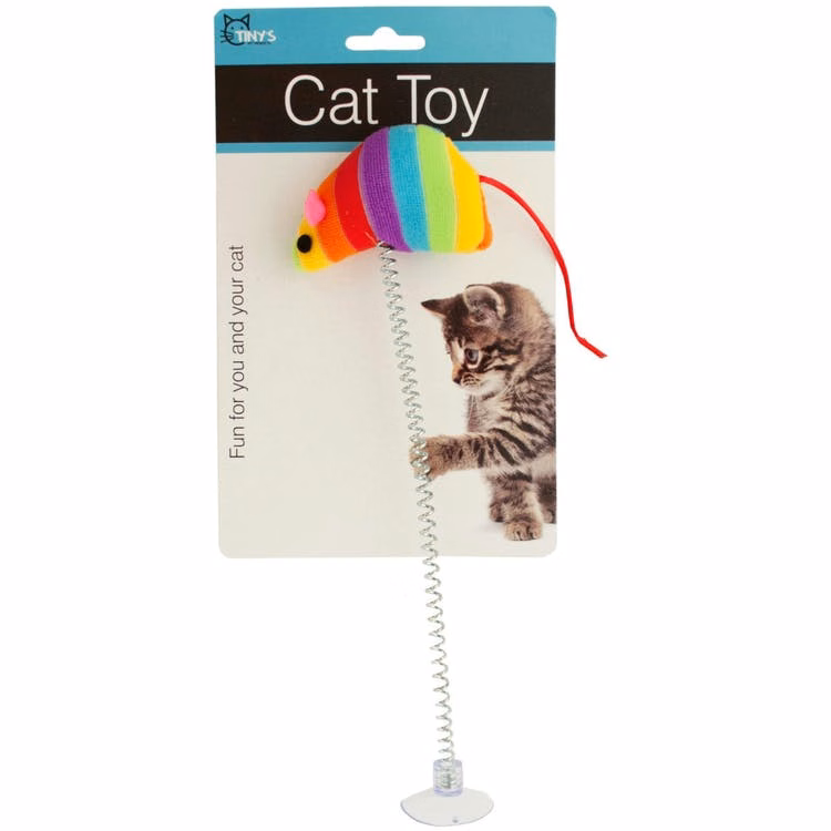 Mouse Spring Cat Toys - Suction Cup 10"