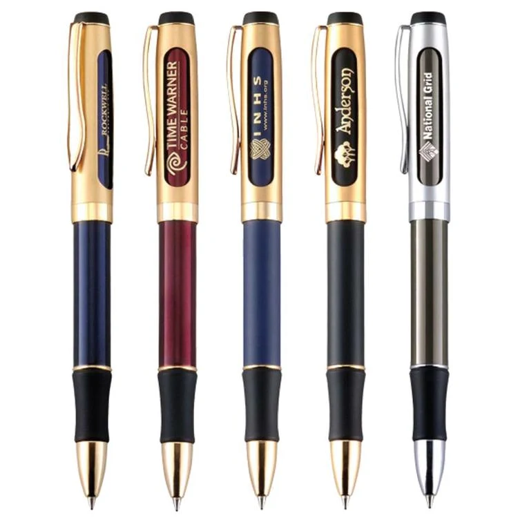 Dual Logo Twist Ballpoint Brass Pen 1