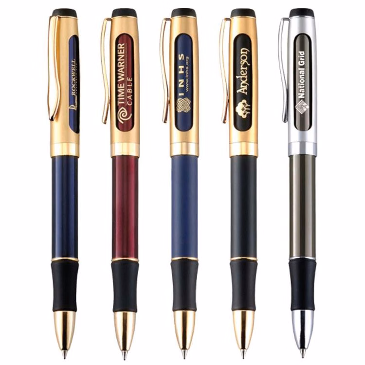 Dual Logo Twist Ballpoint Brass Pen