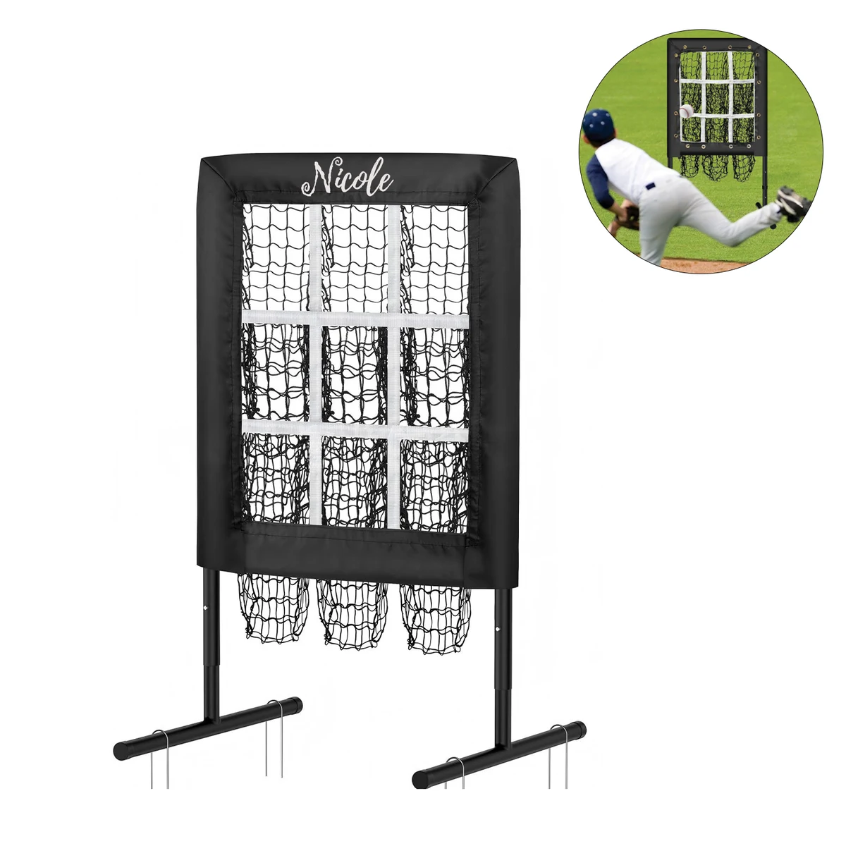 Baseball Pitching Net with 9-Hole Strike Zone 1