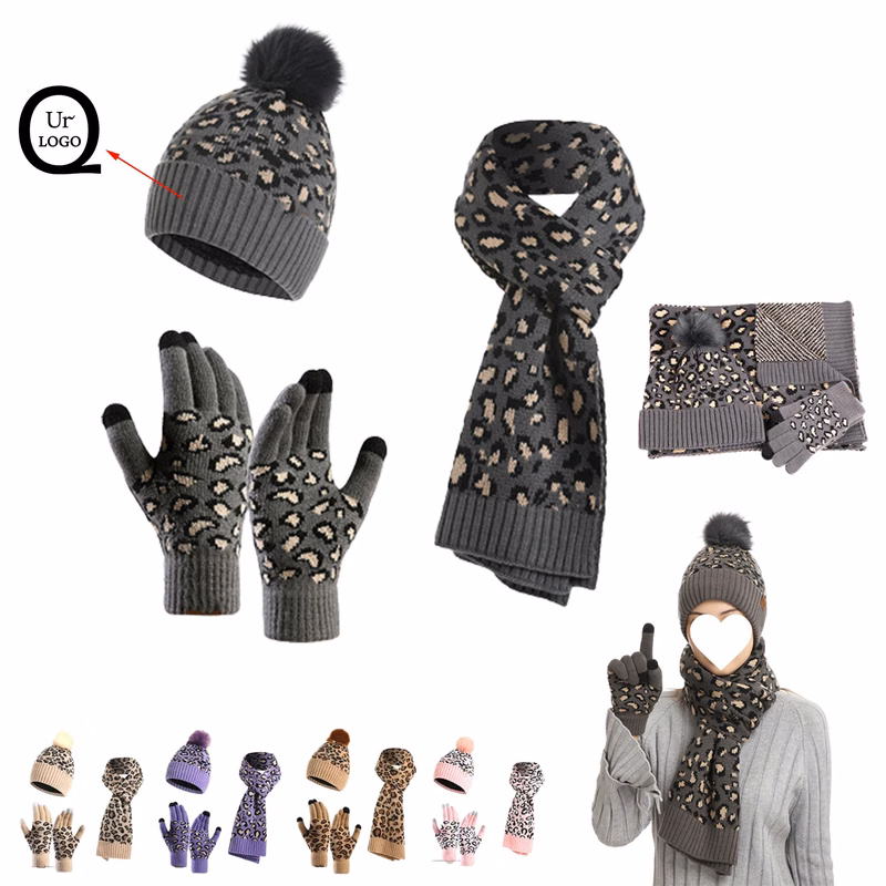 Acrylic Leopard Knit Set