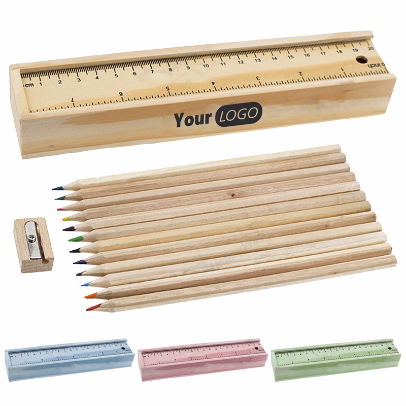 Wood 12 Pcs Colored Pencil Pack With Box