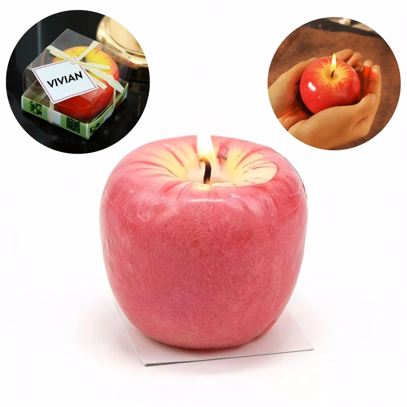 Realistic Apple-Shaped Christmas Decor Candle