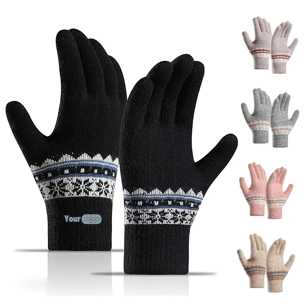 Acrylic Women's Thick Knitted Touch Screen Gloves 1