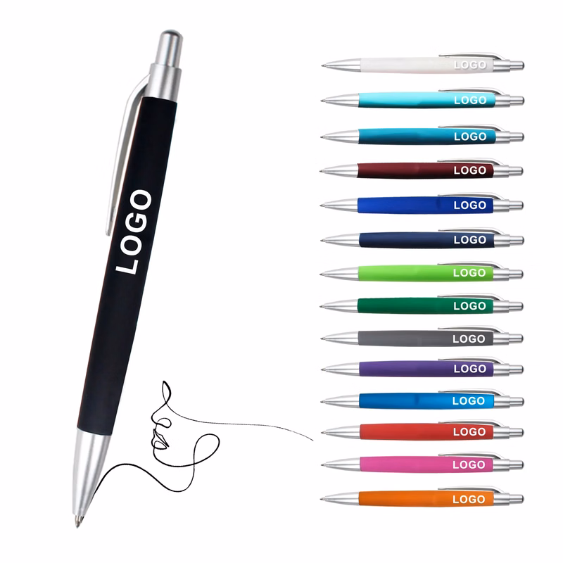 Rubber Coated Ballpoint Pen with Logo