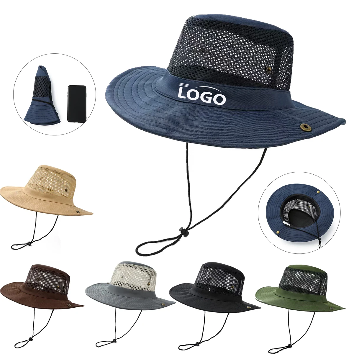 Large Brim Mesh Bucket Hat 1
