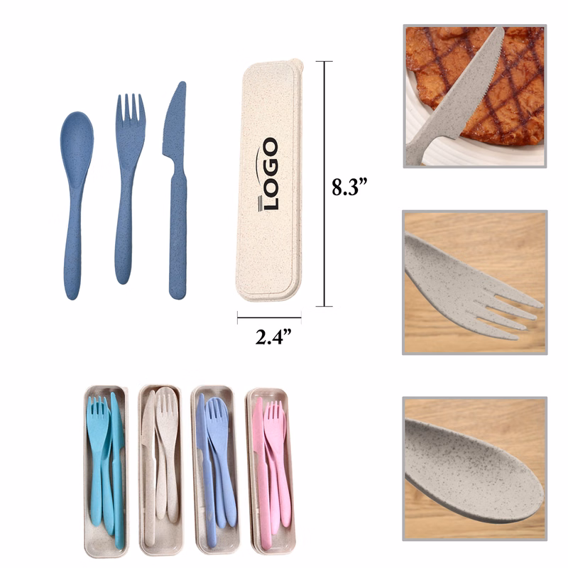 MOQ50 Eco-Friendly Wheat Straw Cutlery Set