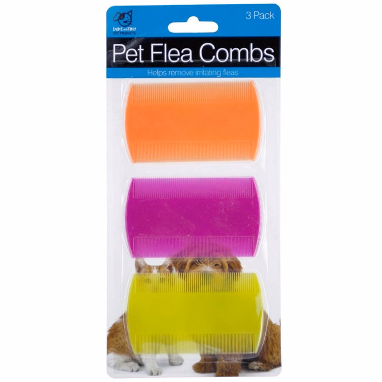 Pet Flea Combs - Orange Yellow Magenta 3 Pack