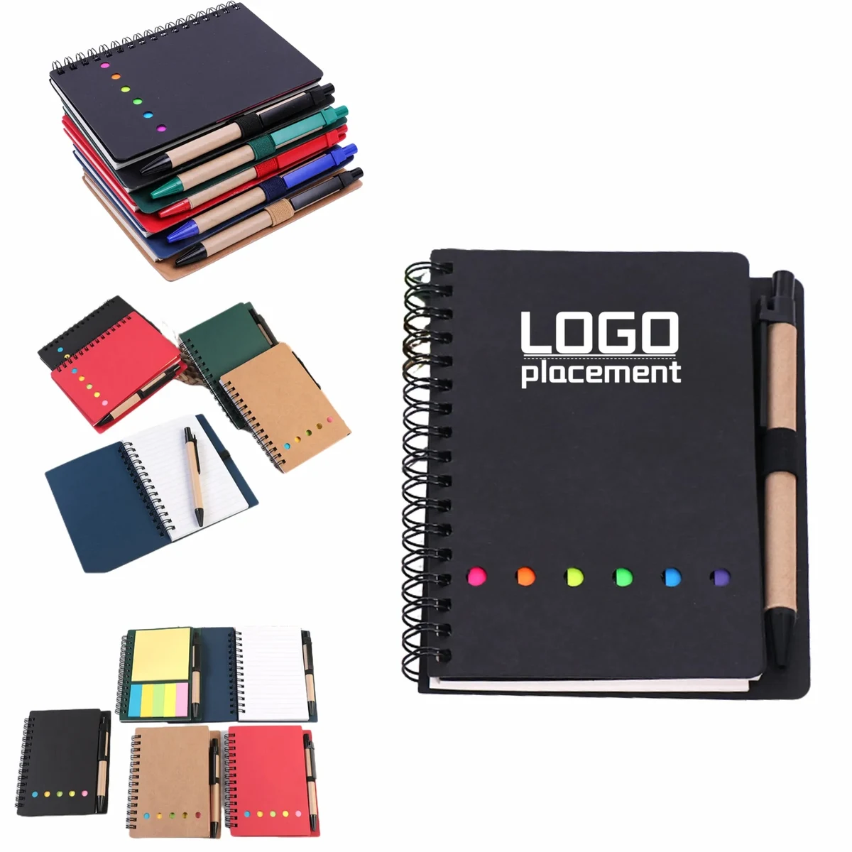 Promotional Pen Notebook, Kraft Spiral Book, Custom Logo 1