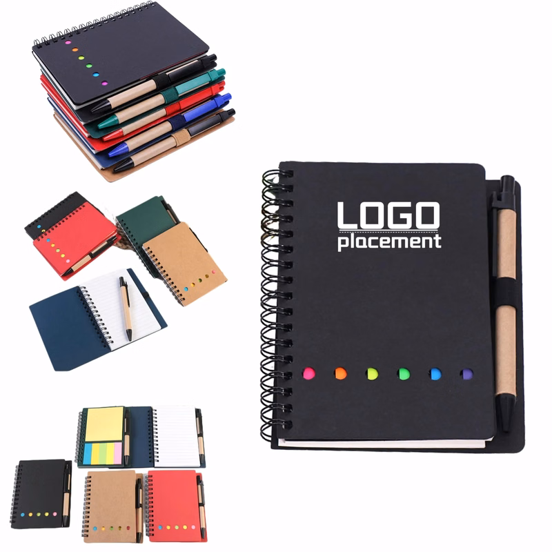Promotional Pen Notebook, Kraft Spiral Book, Custom Logo