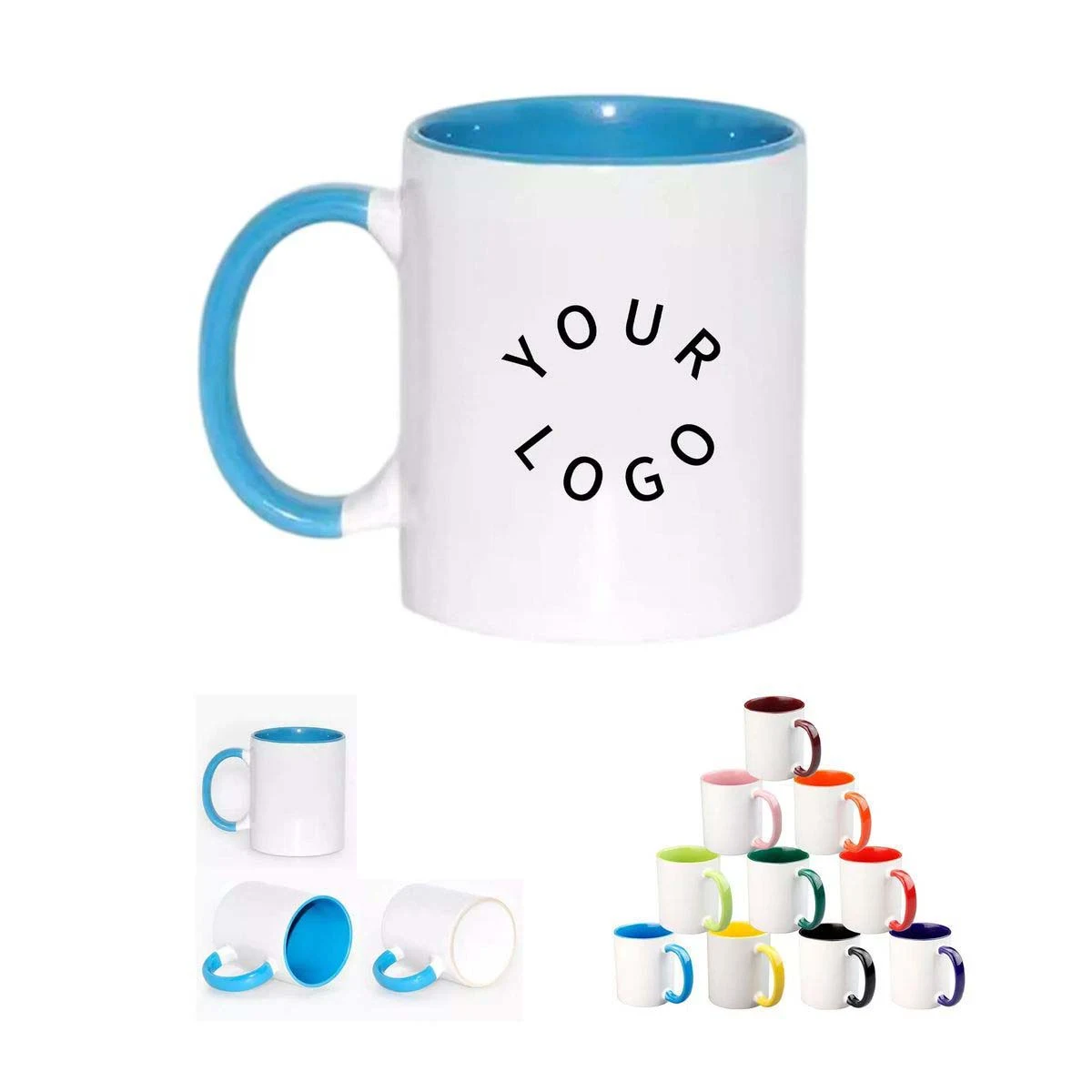 Durable Ceramic Mug with Colored Rim and Handle 1