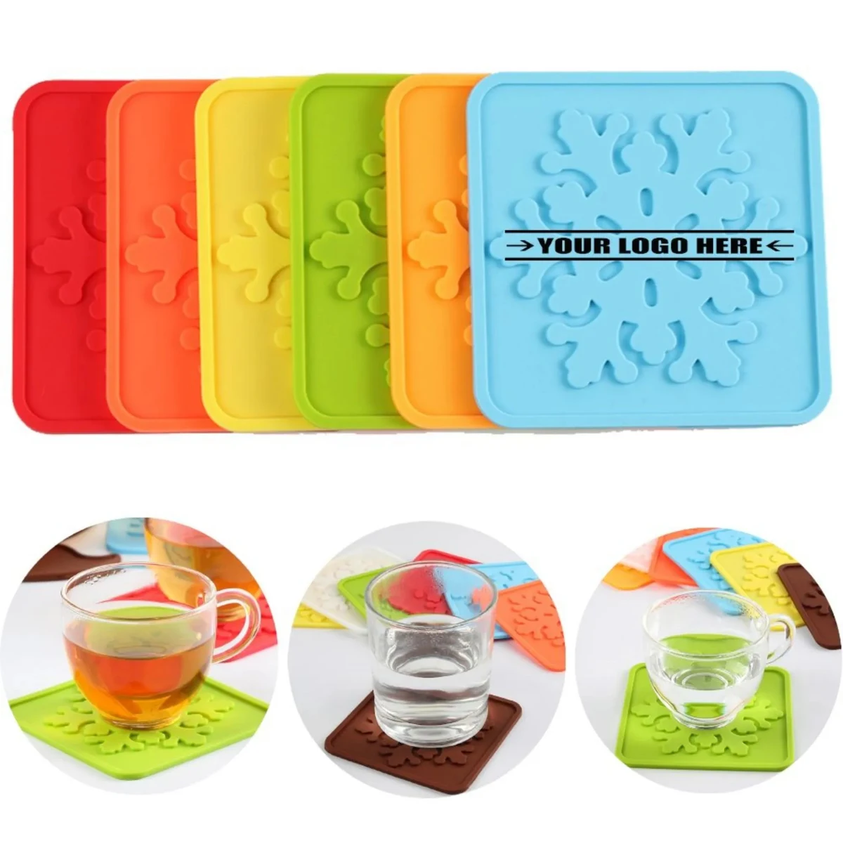 Silicone Snowflake Square Cup Coasters 1