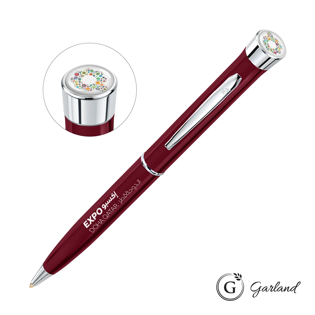 Garland® Color Custom Twist Ballpoint Pen - Chrome Accent 1