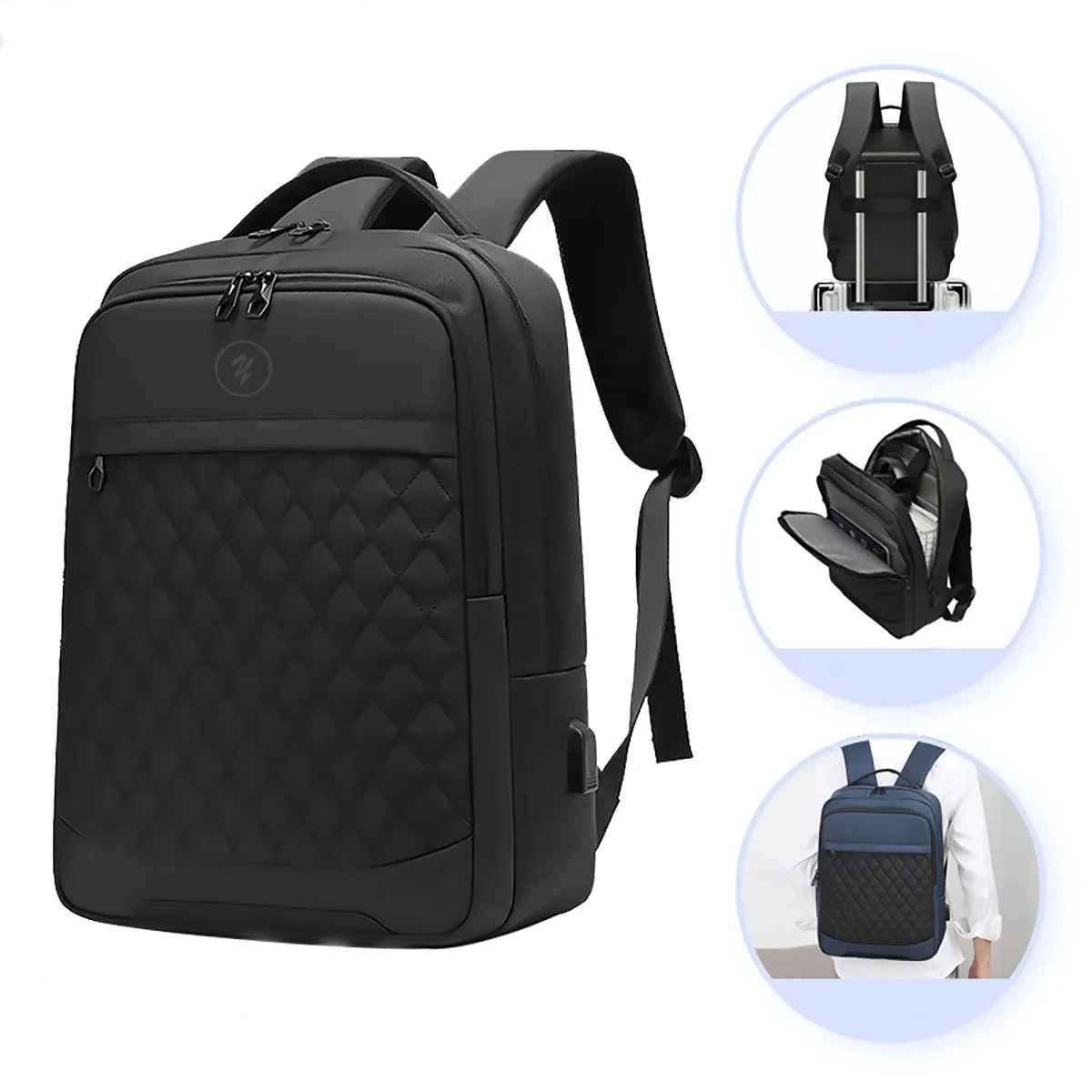 14Inch Waterproof Men Quilted Backpack 1