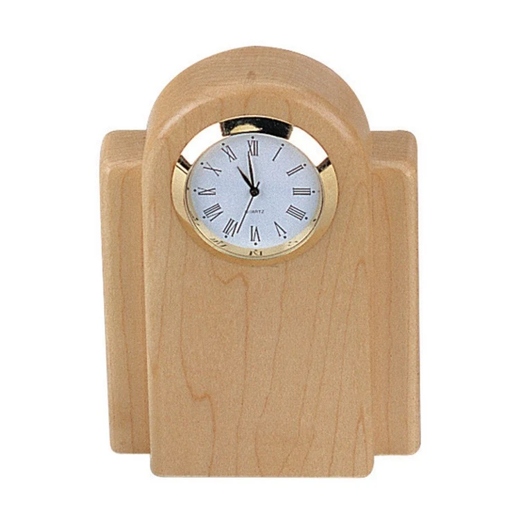 Maple Desk Clock w/Silver Bezel 1