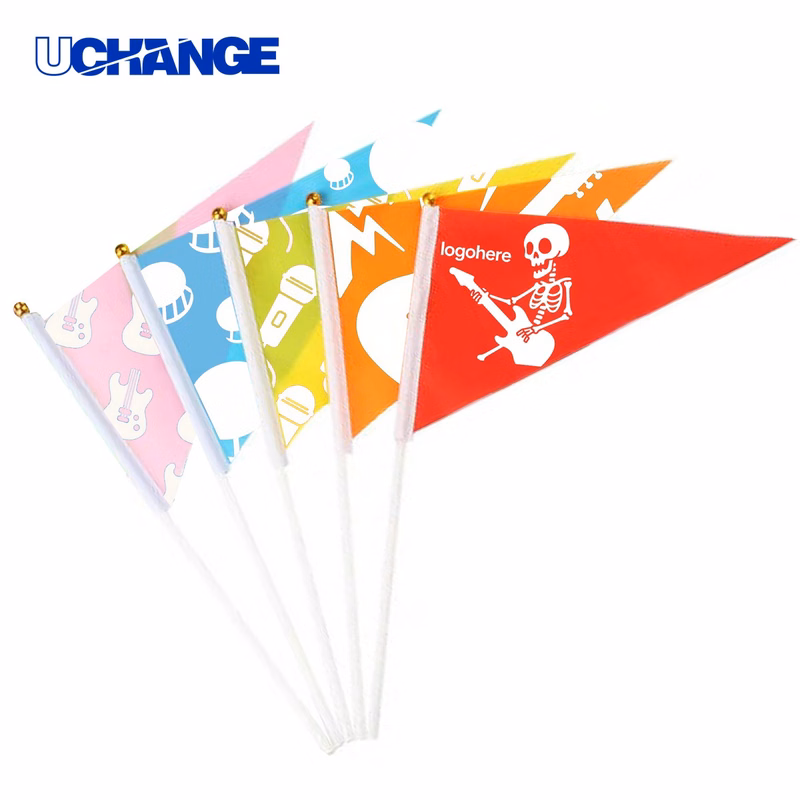Personalized Triangle Hand Flag with Plastic Stick