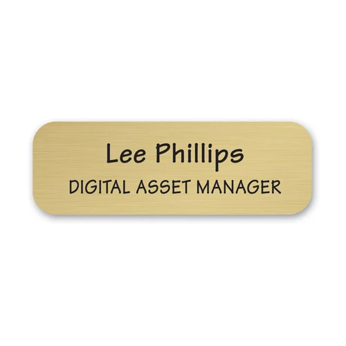 Custom Size Oxidized Brass Executive Name Badge (1-5 Sq In) 1