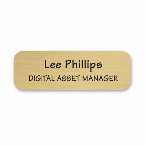 Custom Size Oxidized Brass Executive Name Badge (1-5 Sq In)