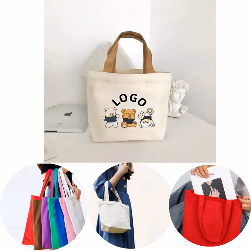 Eco-friendly canvas tote bag with bottom and no sides