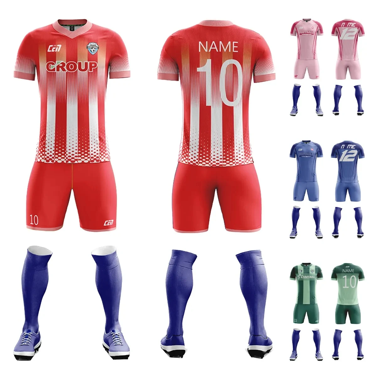 Customize Soccer Team Uniform with Any Name Number Logo 1