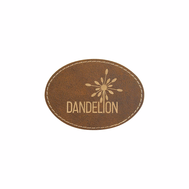 3" x 2" Rustic/Gold Leatherette Oval Patch with Adhesive