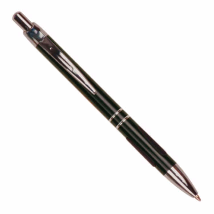 Laser Engraved Black Ball Point Pen with Rubber Gripper