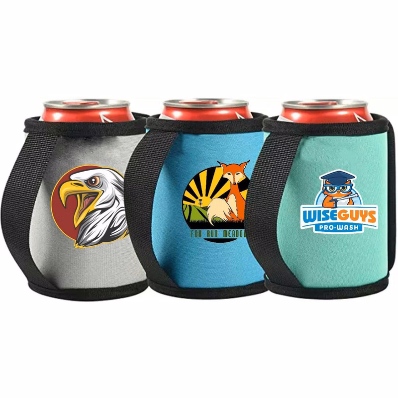12 Oz. Neoprene Sublimated Can Cooler w/ Strap Handle