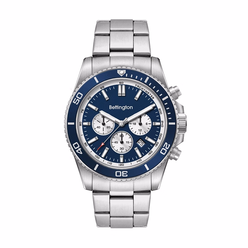 WC5848 42.5 STEEL MATTE SILVER CASE, CHRONOGRAPH MVMT, BLUE DIAL, DTE DISPLAY, BL ROTATING  BEZEL, SILVER B