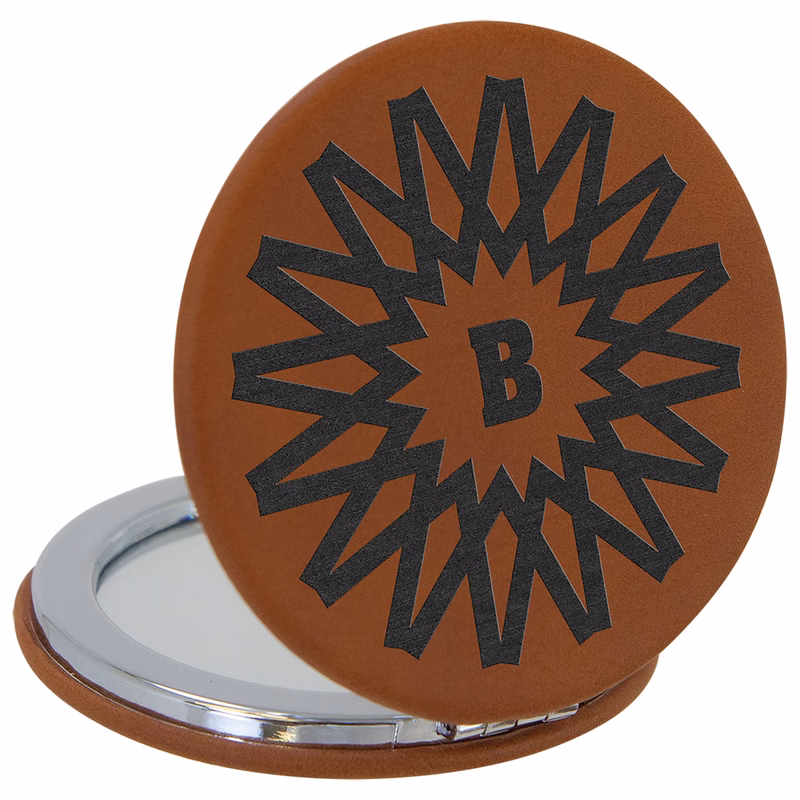 2 1/2" Rawhide Leatherette Compact Mirror