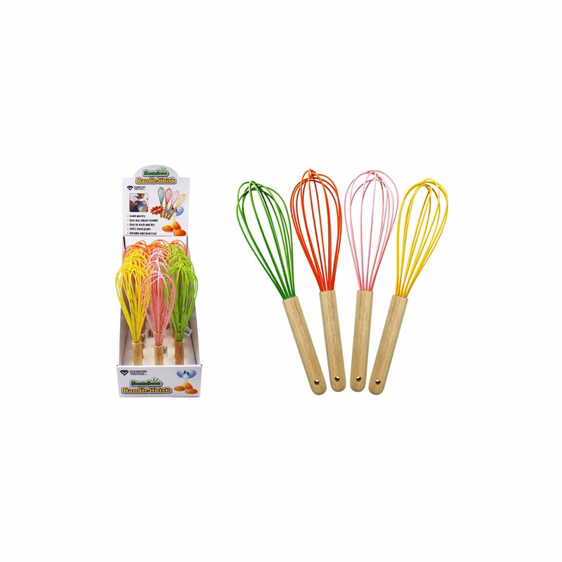 Bamboo Handle Whisks Assorted Colors