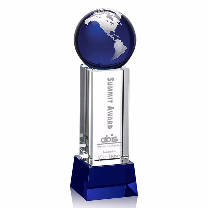 Luz Globe Award on Base - Blue/Silver