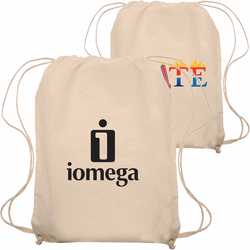 Natural Bags Lightweight Cotton Drawstring Backpacks