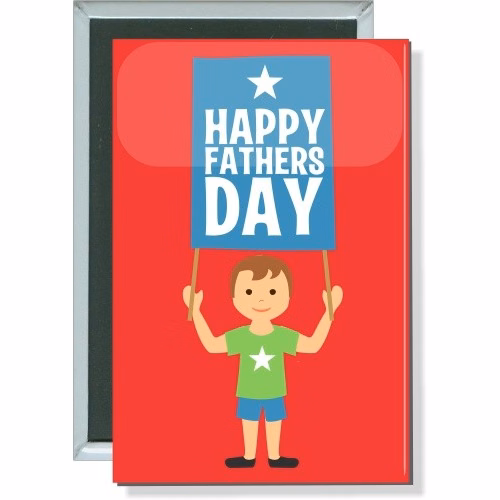 Happy Fathers Day, Boy with flag Button