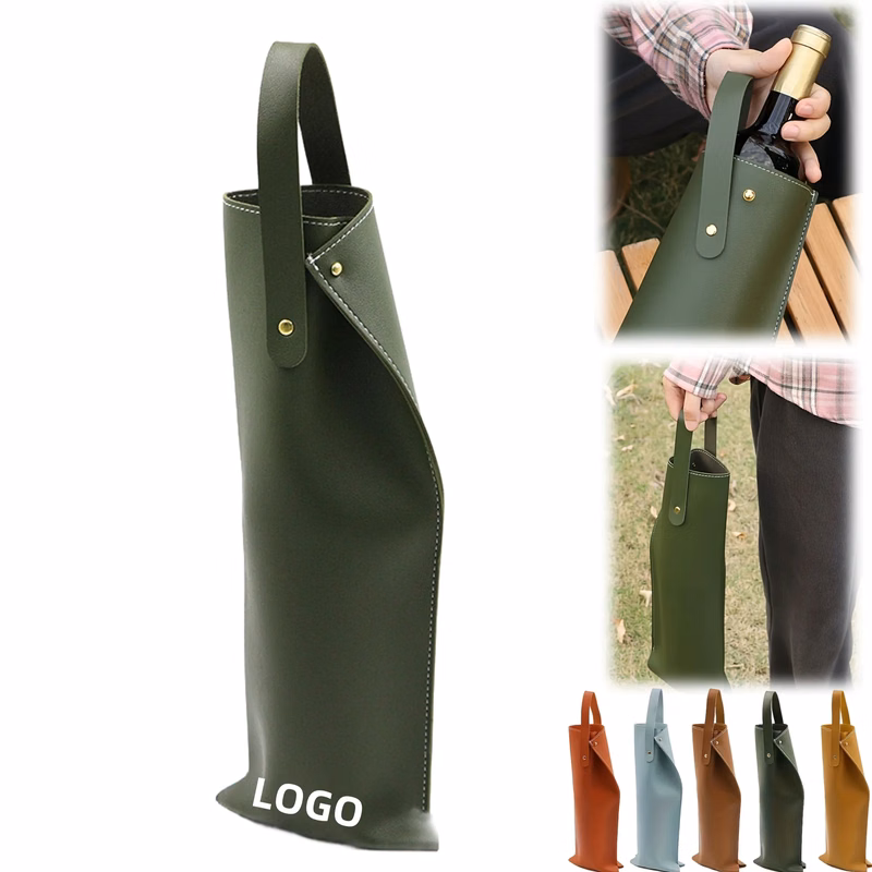 Leather Single Wine Tote Bag Bottle Carrier Holder