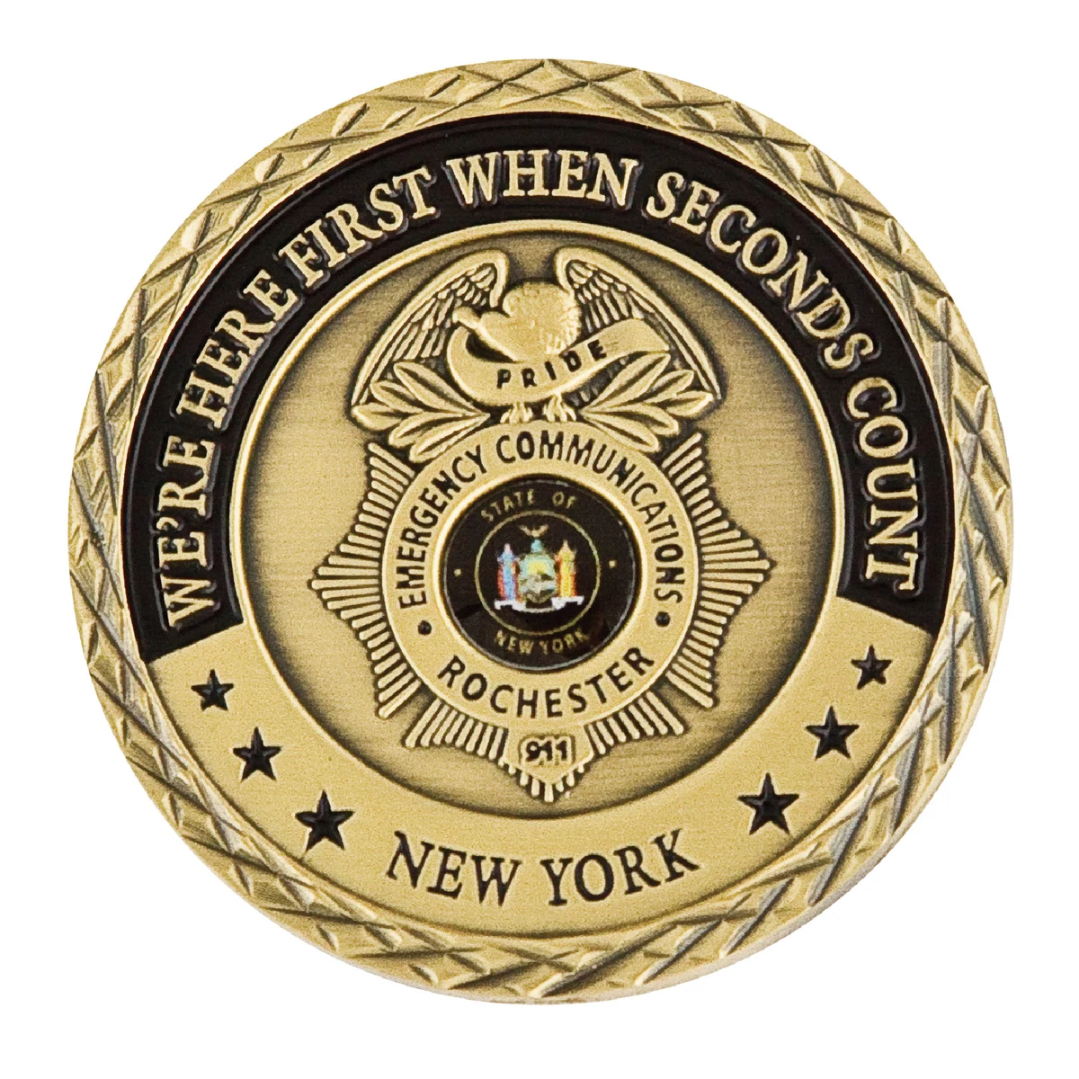 Brass Challenge Coin Antique Gold Plating 1.75" 1