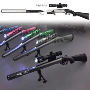 Compact Gun Shaped Writing Pen With Built In LED Flashlight 1