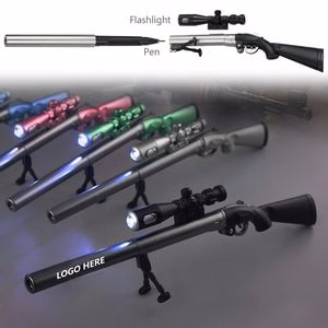 Compact Gun Shaped Writing Pen With Built In LED Flashlight