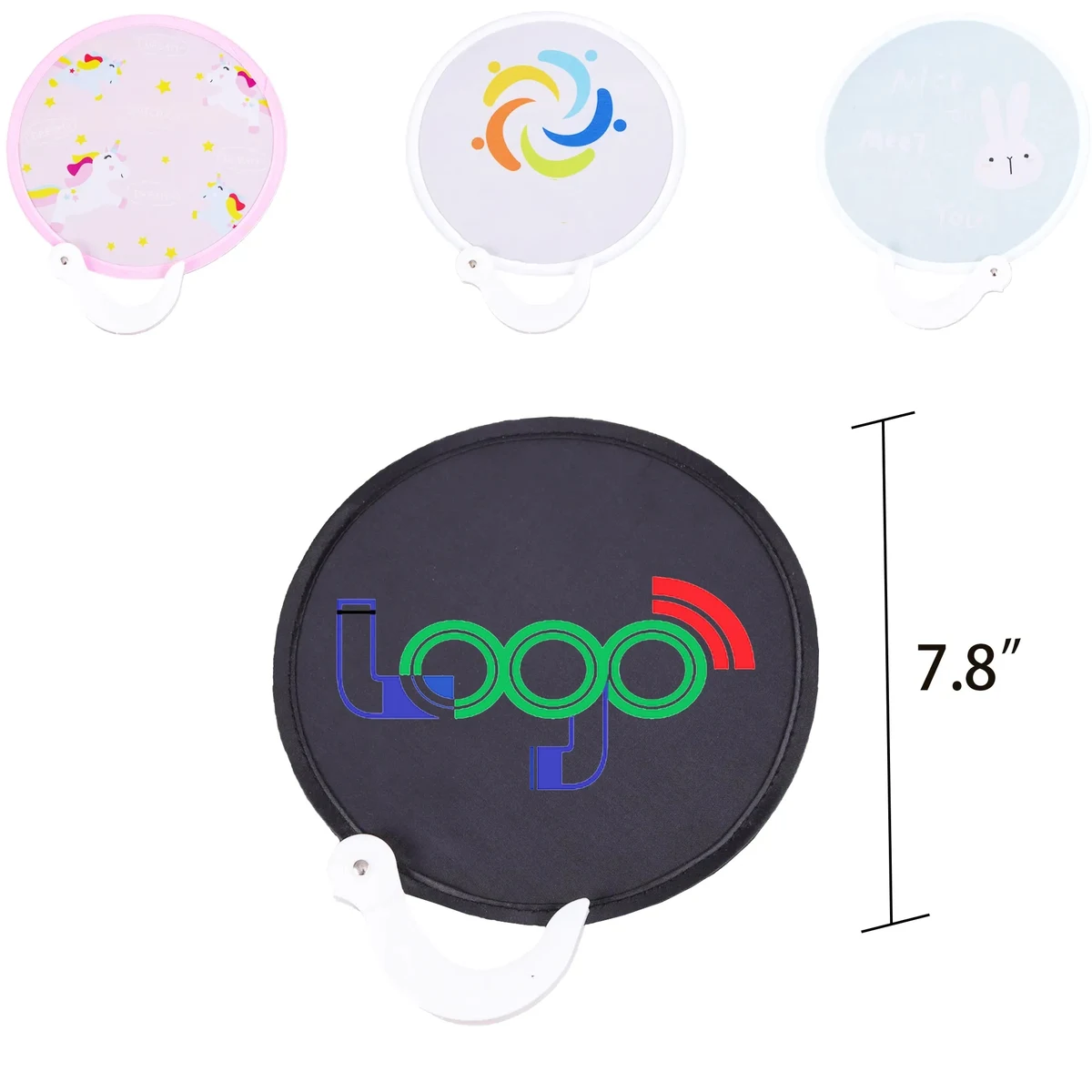 Full Color Portable Shrink Folding Cloth Round Fan 1