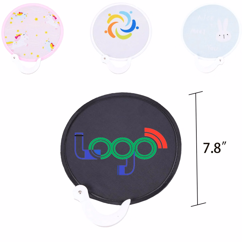 Full Color Portable Shrink Folding Cloth Round Fan