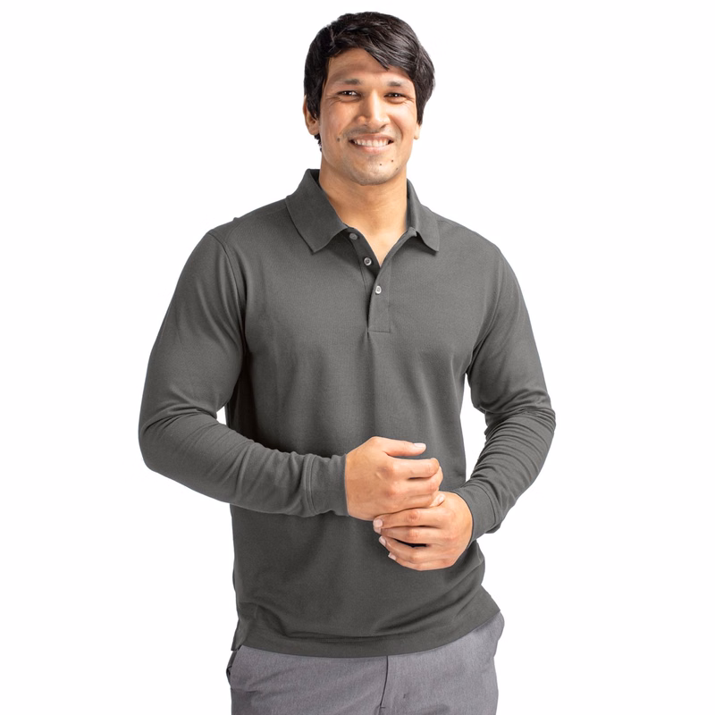 Cutter & Buck Advantage Recycled Cotton-Blend Pique Mens Long Sleeve Polo